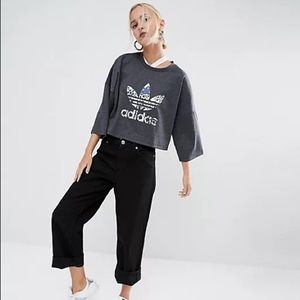 adidas Originals Cropped T-Shirt With Multi Floral Trefoil Logo